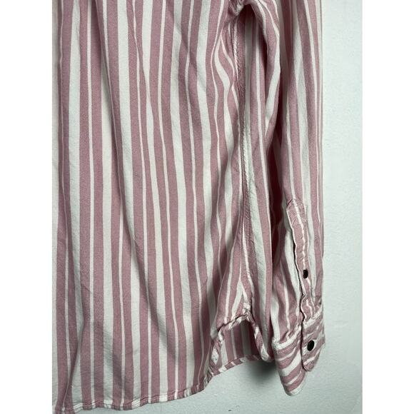 Pink Striped Button Up Top Womens Size Small Long Sleeve Collared Top Casual - Picture 10 of 12